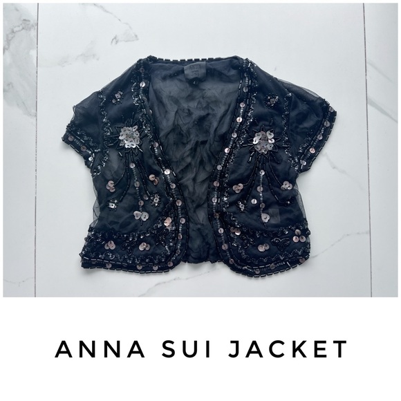 Anna Sui jacket size 4 sequin shawl coverup - Picture 1 of 9